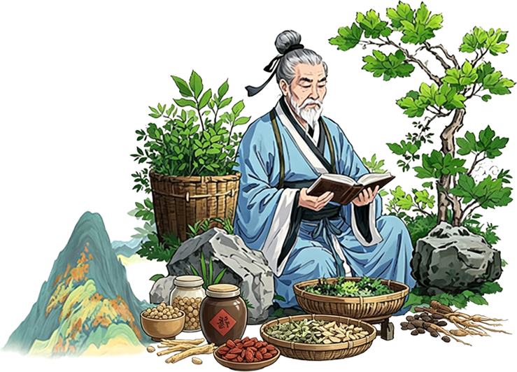 HSOTONG product and traditional botanical scene