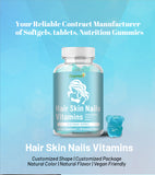 Nature's bounty hair skin and nails growth vitamins gummies for collagen protein candy Vegan Biotin whitening